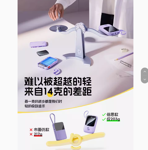 倍思10000毫安2024新款充电宝快充大容量自带线超薄小巧便携飞机可带移动电源适用苹果15专用官方正品旗舰店6